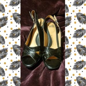 Sofft Portia Sandal Heels - Black Croco - 7.5